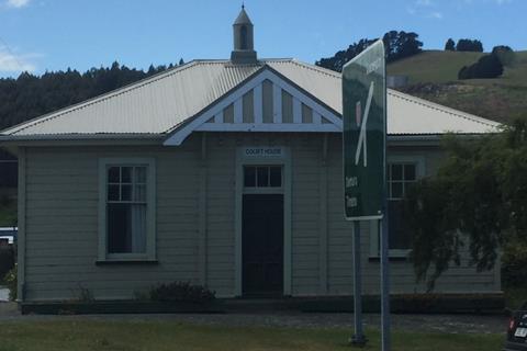 The ‘court house’ in the small town of Palmerston, Otago, New Zealand